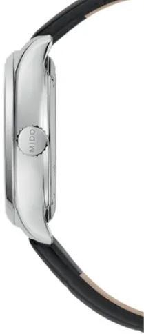 Mido Belluna Women's Black Leather Strap Watch - Blue Dial