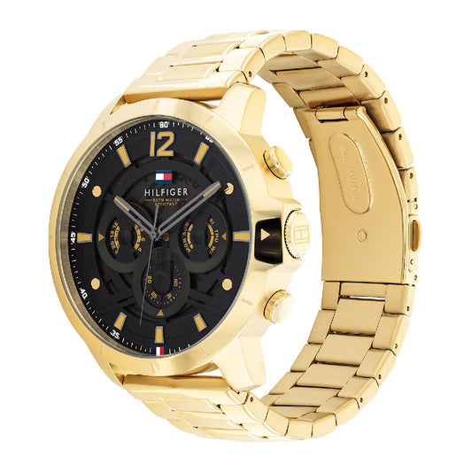 Reloj de pulsera de acero inoxidable y cuarzo Tommy Hilfiger Luca para hombre, 50 mm, esfera negra