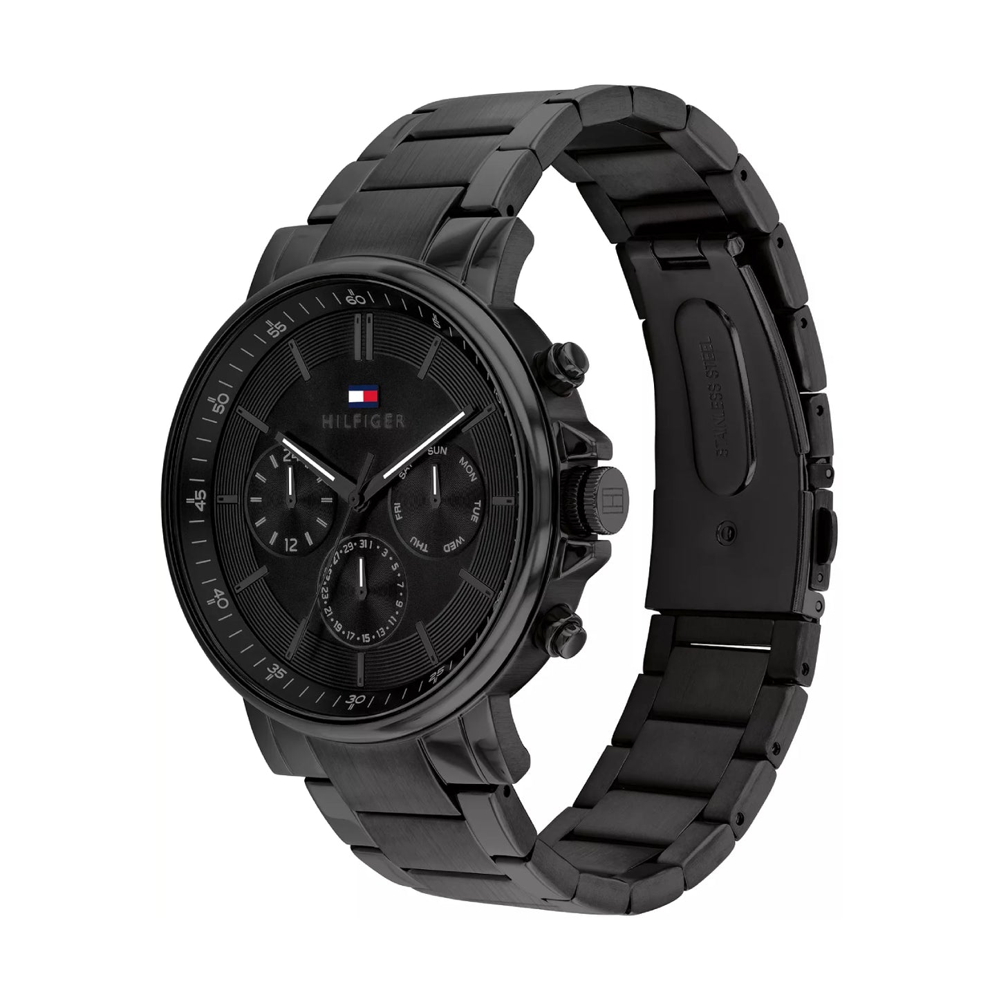 Reloj de pulsera multifunción Tommy Hilfiger de 43 mm para hombre, color negro