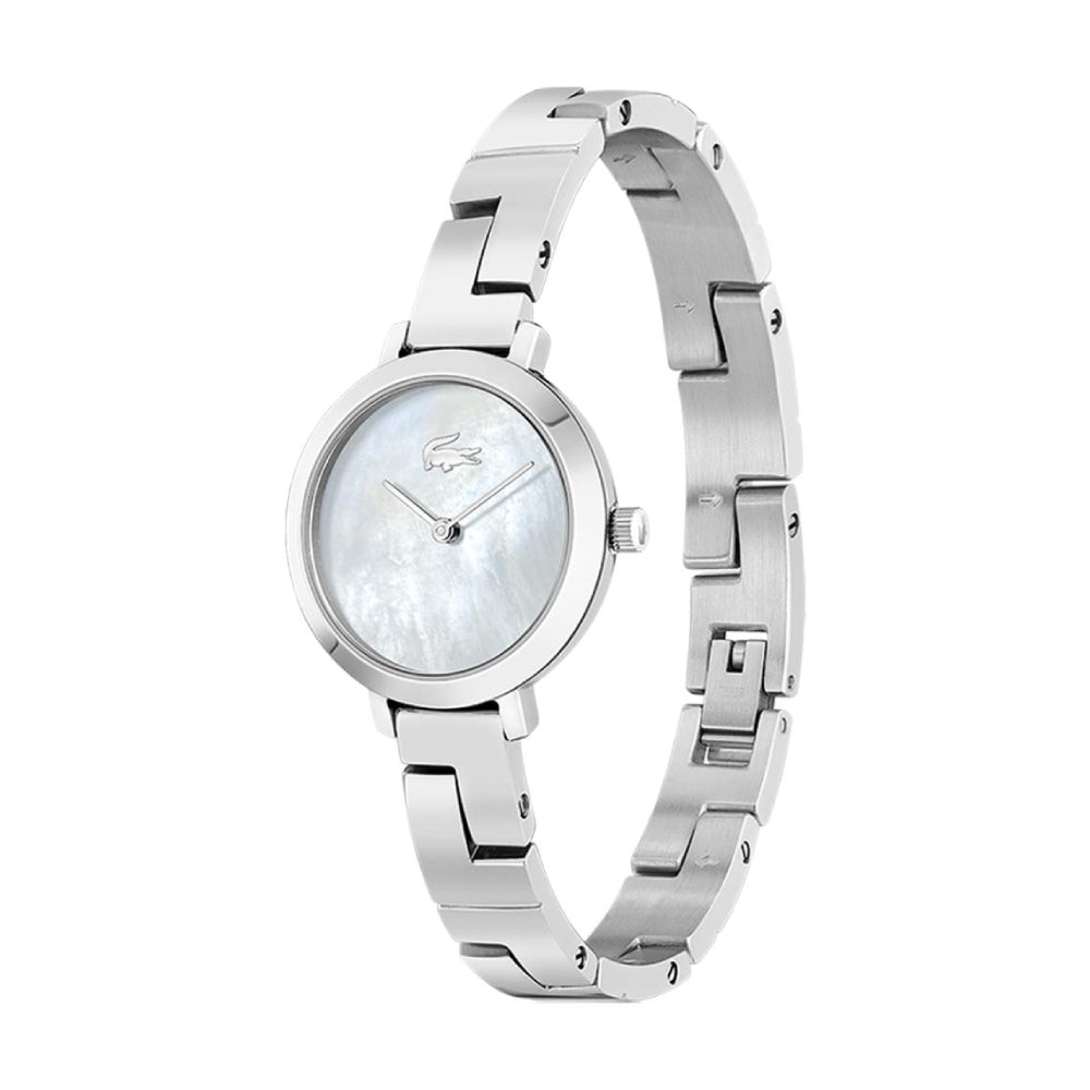 Reloj Lacoste Tivoli para mujer, pulsera plateada de 28 mm, esfera color crema