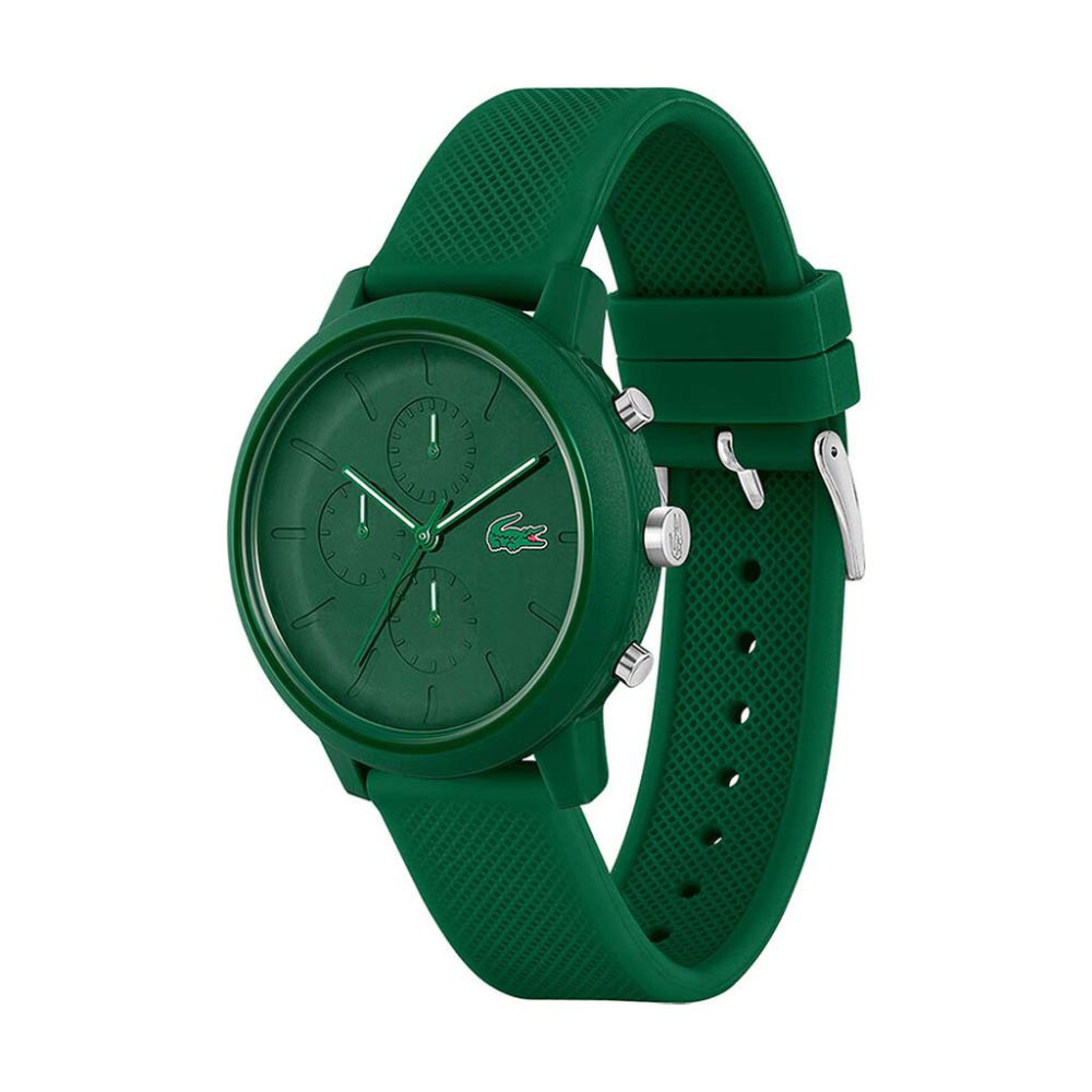 Reloj Lacoste 12.12 Chrono para hombre, correa de cuarzo de 43 mm, silicona verde