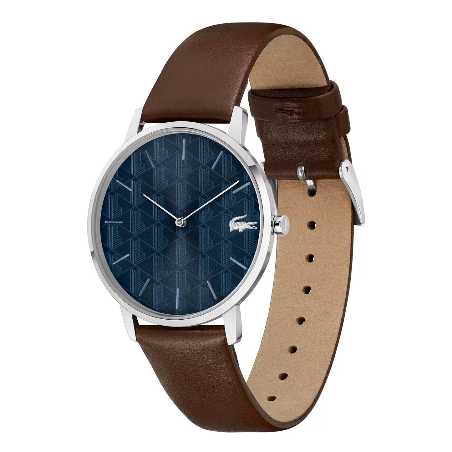 Reloj Lacoste Crocorigin para hombre, correa marrón, 40 mm, esfera azul