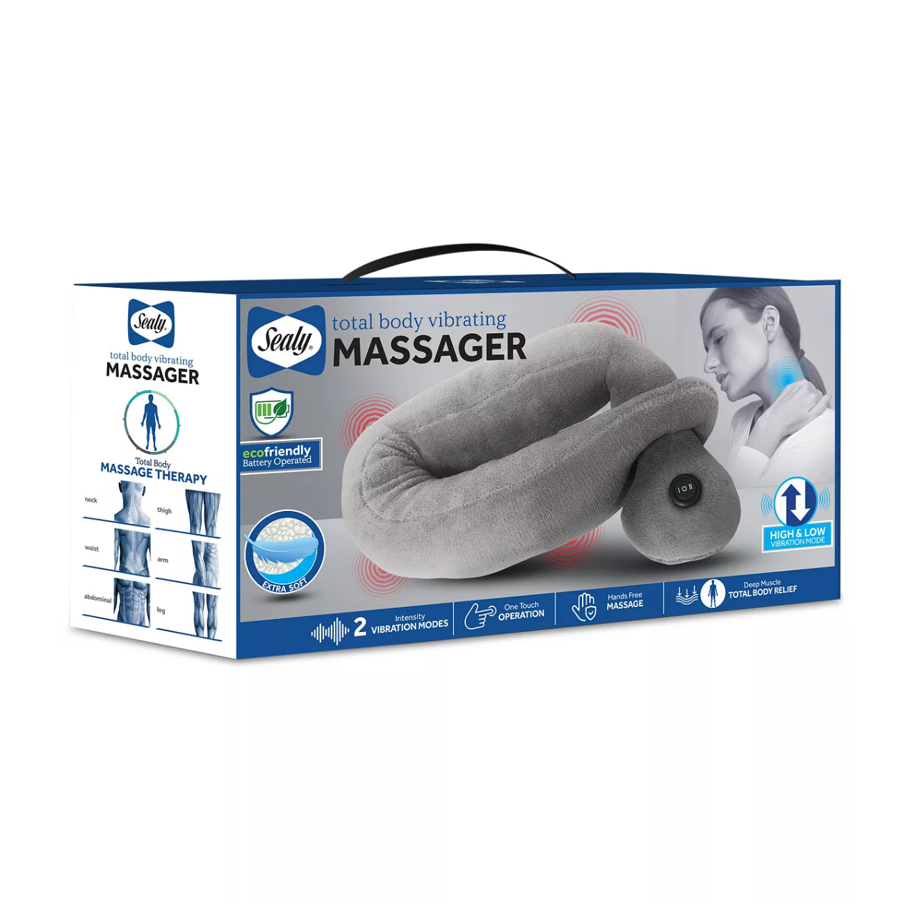 Sealy Therapeutic Vibration Total Body Coverage Massage Pillow, Gray
