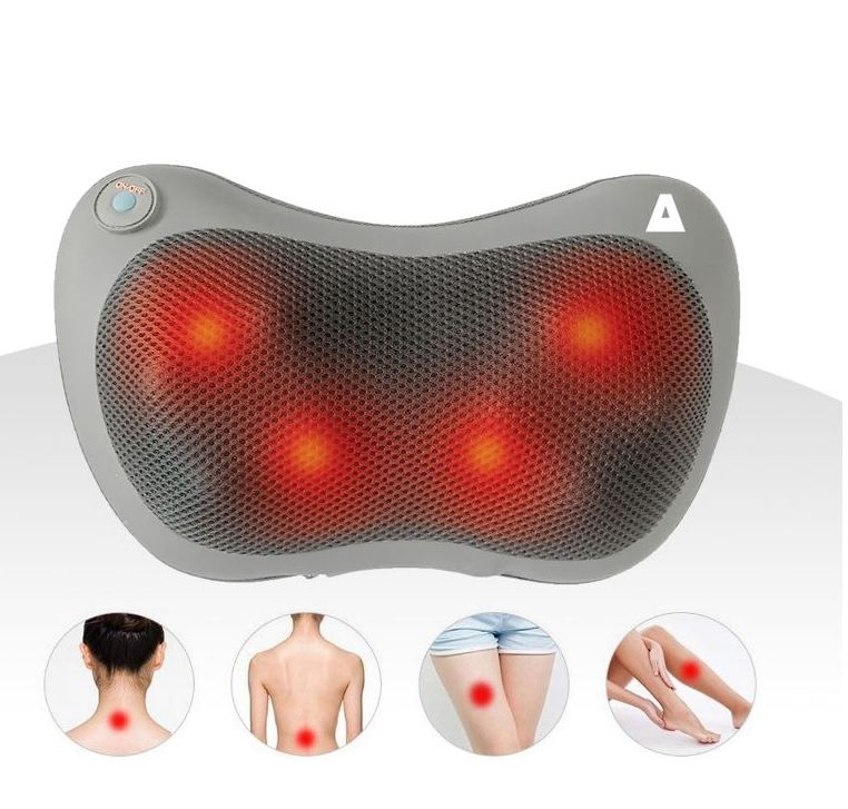 Almohada masajeadora térmica para todo el cuerpo, para espalda, hombros y cuello TRAKK Shiatsu - Plateada