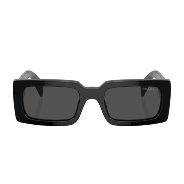 Gafas de sol rectangulares de color liso para mujer PRA07S de Prada: negro/gris oscuro