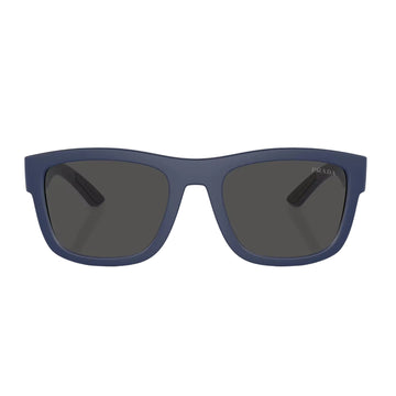 Gafas de sol Prada Linea Rossa PS01ZS Pillow de color liso para hombre - Caucho azul/gris oscuro