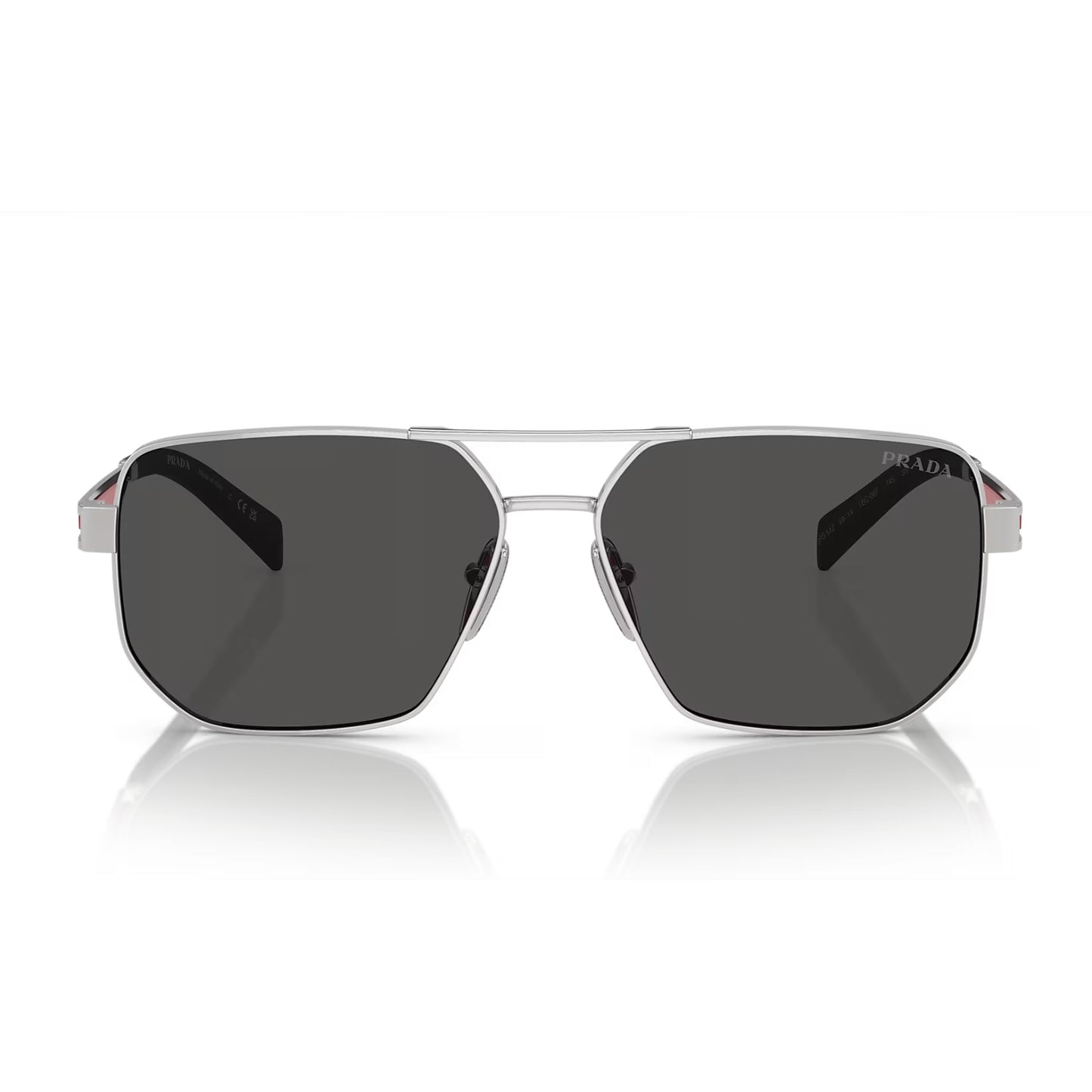 Gafas de sol Prada Linea Rossa PS51ZS Pilot de color liso para hombre: plata/gris oscuro