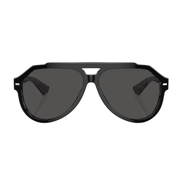 Dolce & Gabanna Men's DG4452 Pilot Solid Color Sunglasses - Black On Gray Havana/Dark Gray