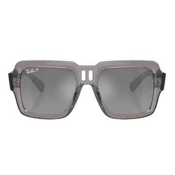 Gafas de sol unisex Ray-Ban Magellan RB4408 con degradado cuadrado: gris transparente pulido/plata/gris