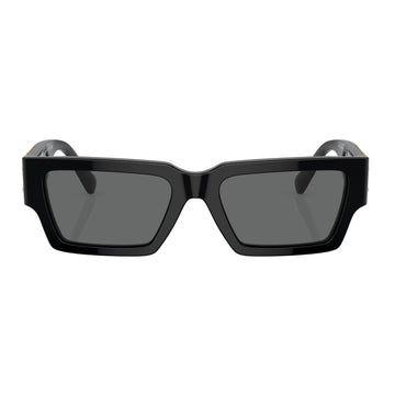Versace Unisex VE4459 Rectangle Solid Color Sunglasses - Black/Dark Gray