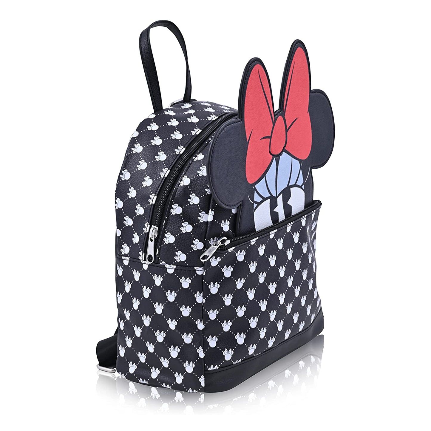 Mochila de vinilo de 10" para mujer de Minnie Mouse de Disney, color negro 