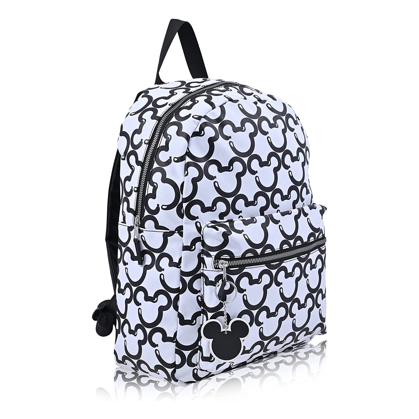 Mochila de hombro con doble correa de Minnie Mouse de 16" de Disney en vinilo - Mickey blanco 