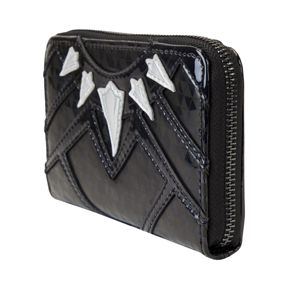 Cartera con cremallera alrededor de poliuretano de 6" de Marvel Metallic Black Panther para cosplay de Loungefly - Negro