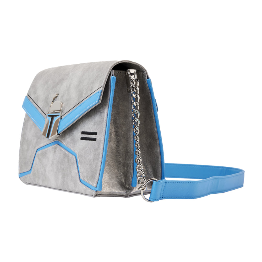 Bolso bandolera Star Wars Jango Fett de Loungefly en poliuretano, plateado y azul