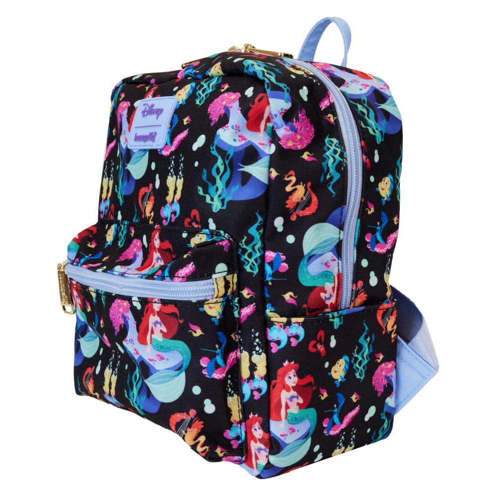 Mochila pequeña cuadrada con estampado integral Laungefly Disney La Sirenita Life is the Bubbles - Multicolor