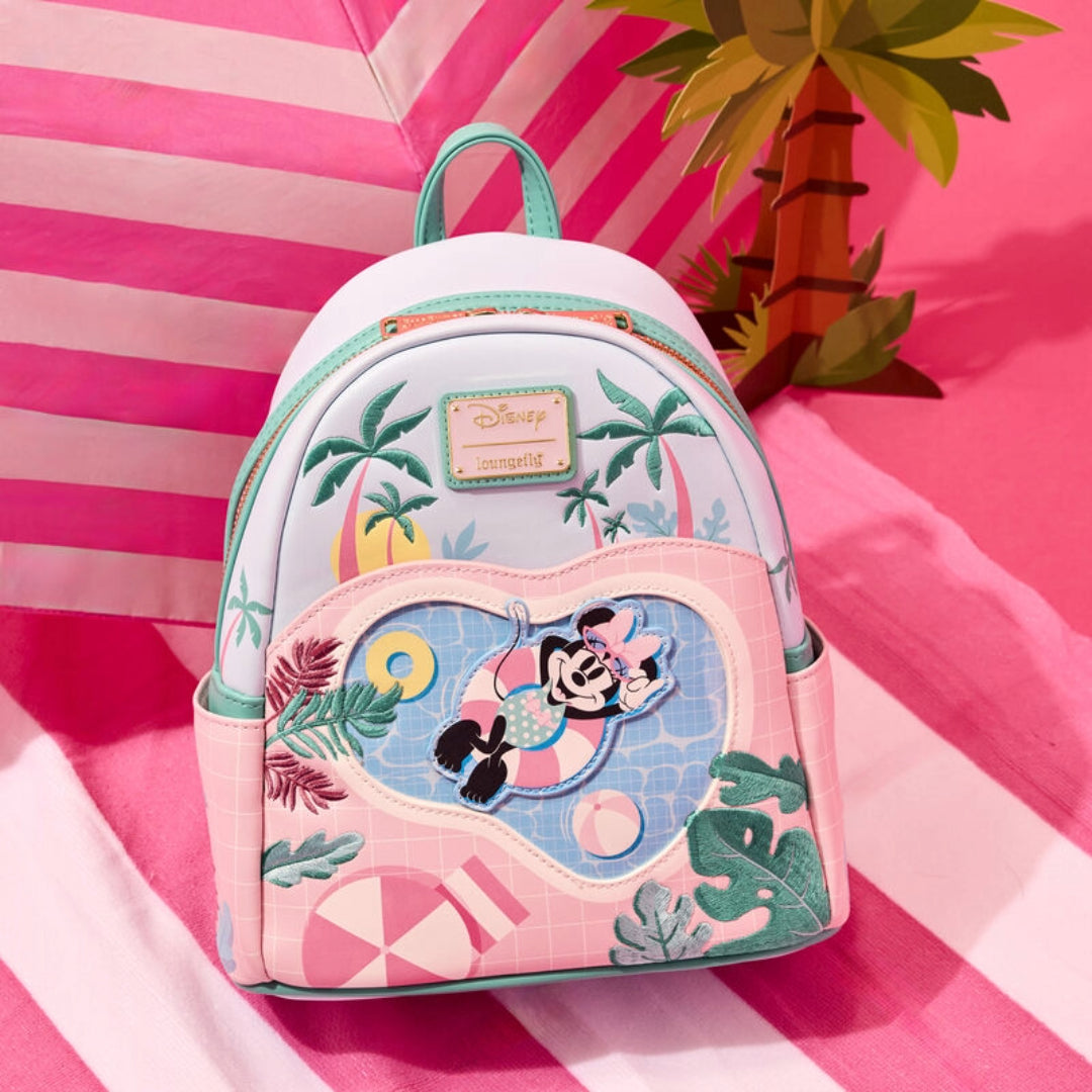 Mochila pequeña para piscina estilo vacaciones de Minnie Mouse de Loungefly