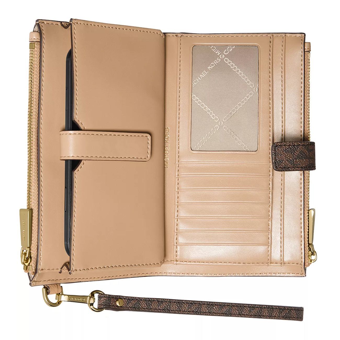 Michael Kors Jet Set Logo Double Zip Wristlet - Camel– Curacao