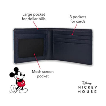 Cartera plegable vintage de Mickey Mouse de Disney en un estuche de hojalata decorativo