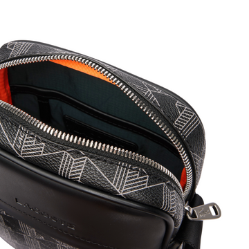 Lacoste The Blend Monogram Print Crossbody Bag - Black/Gray