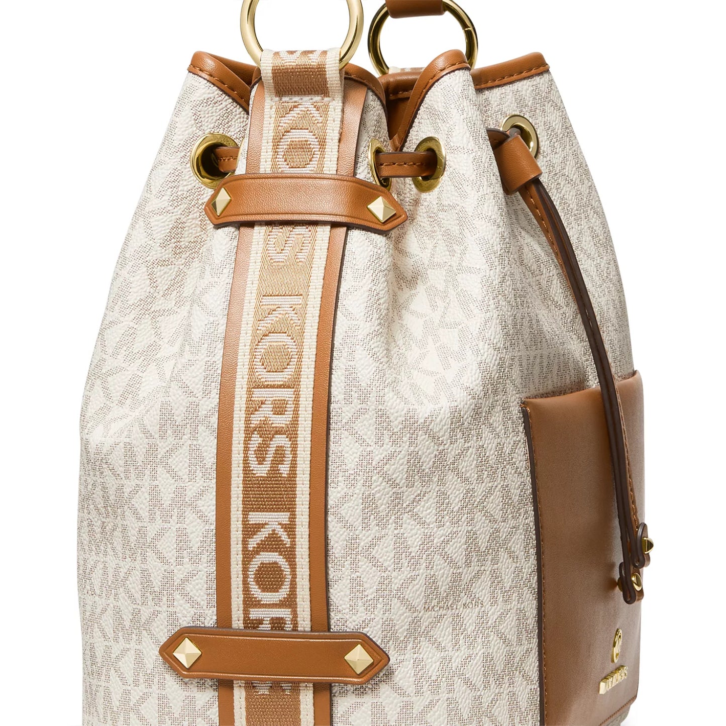 Michael Kors Maeve 9" Bucket Messenger Bag - Vanilla/Acorn