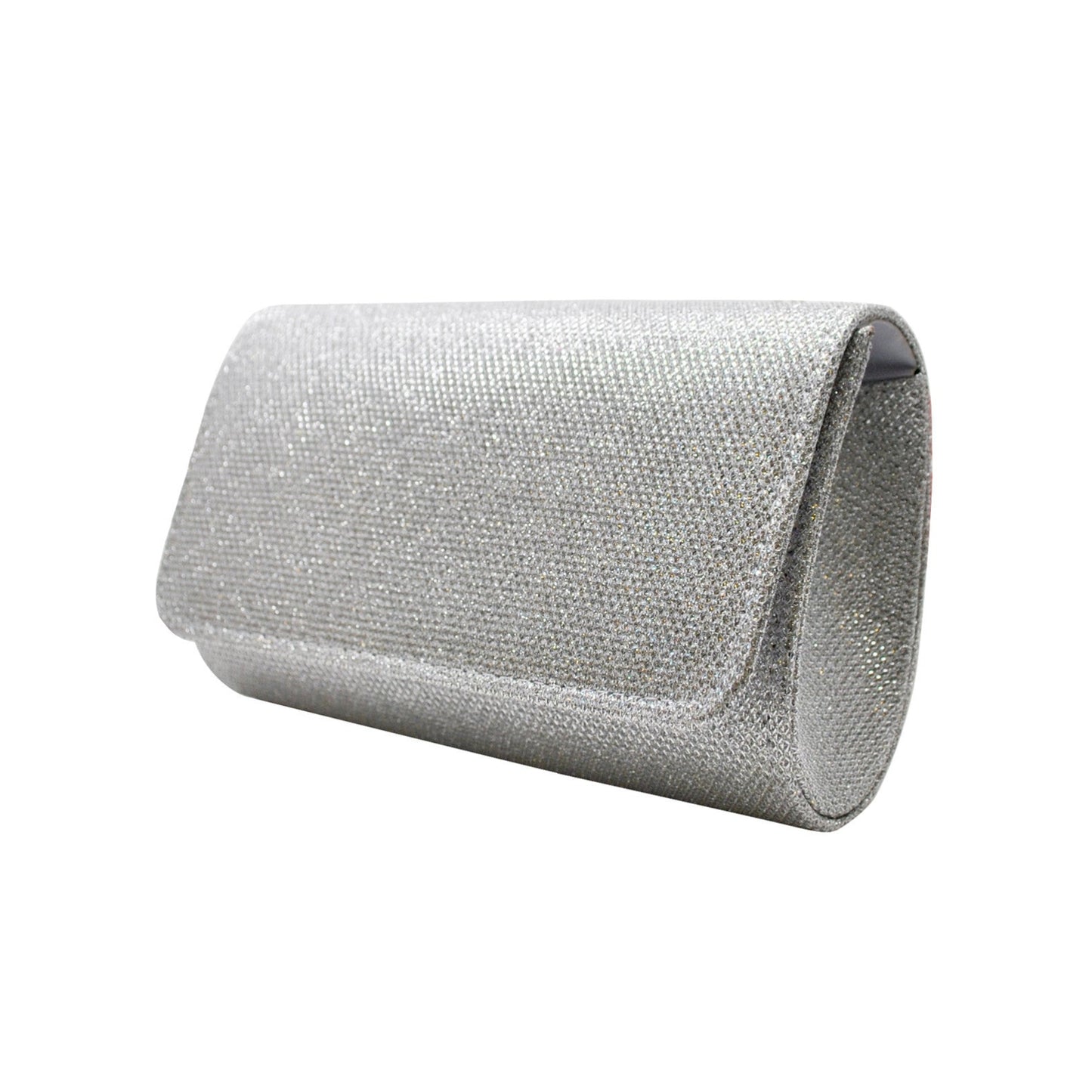 La Regale Harper Sparkle Jacquard Roll Clutch - Silver