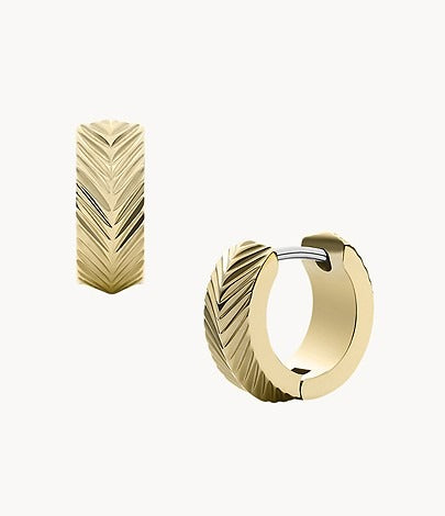 Aros Huggie para mujer en tono dorado con diseño lineal Harlow de Fossil 