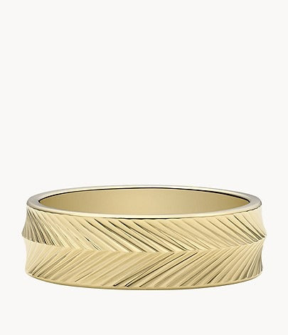 Fossil Harlow Linear Women's Stainless Steel Band Ring in Gold Tone