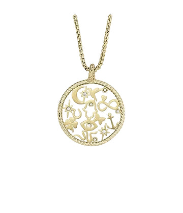 Collar con colgante de acero inoxidable para mujer Fossil Sutton Golden en tono dorado