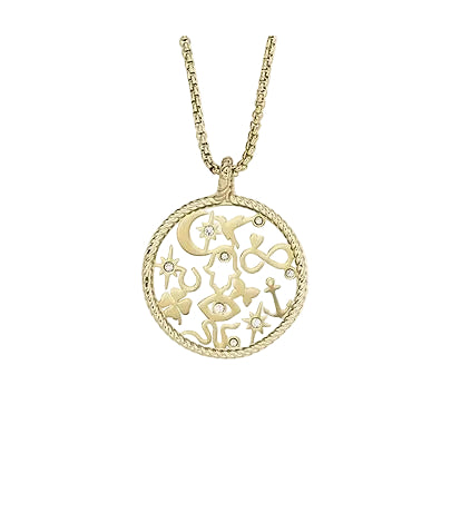 Fossil Sutton Golden Women's Pendant Necklace in Stainless Steel