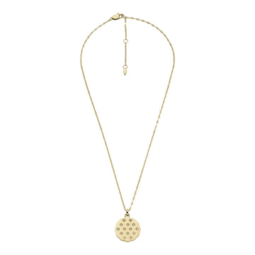Fossil Sadie Scalloped Edge Women's Pendant Necklace in Gold-Plated over Stainless Steel