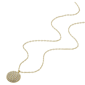 Fossil Sadie Glitz Disc Women's Cubic Zirconia Chain Necklace in Gold-Plated over Stainless Steel