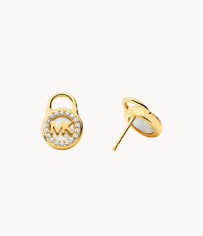 Pendientes con cierre de nácar para mujer de Michael Kors con baño de oro de 14 quilates sobre plata de ley