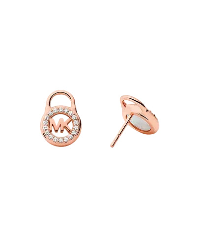 Michael Kors Mother-of-Pearl Women's Lock Stud Earrings in 14K Rose Gold-Plating over Sterling Silver