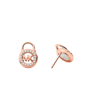 Michael Kors Mother-of-Pearl Women's Lock Stud Earrings in 14K Rose Gold-Plated over Sterling Silver