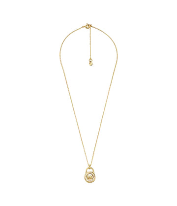 Michael Kors Women's Lock Pendant Necklace in 14K Gold-Plated over Sterling Silver
