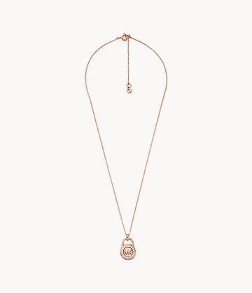 Collar con colgante de candado para mujer de nácar de Michael Kors en baño de oro rosa de 14 quilates sobre plata de ley
