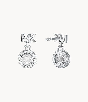 Pendientes colgantes con halo y pavé de Michael Kors para mujer en plata de ley