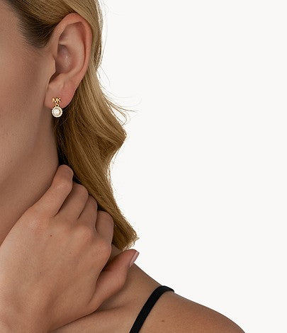 Pendientes colgantes con halo y pavé de Michael Kors para mujer en baño de oro de 14 quilates sobre plata de ley