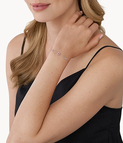 Pulsera deslizante con forma de corazón de Michael Kors para mujer en plata de ley de dos tonos