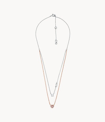 Collar de corazón de doble capa para mujer de Michael Kors en plata de ley de dos tonos
