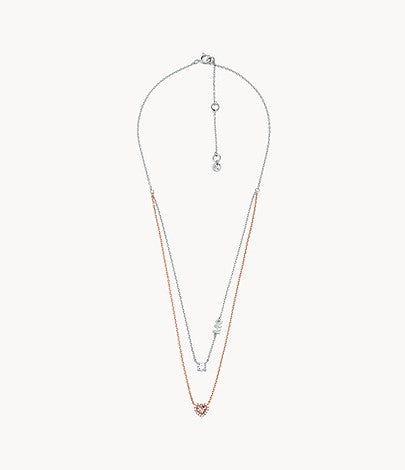 Collar de corazón de doble capa para mujer de Michael Kors en plata de ley de dos tonos