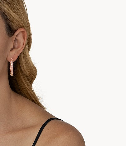 Aros con el logotipo Pavé de Michael Kors para mujer en baño de oro rosa de 14 quilates sobre plata de ley