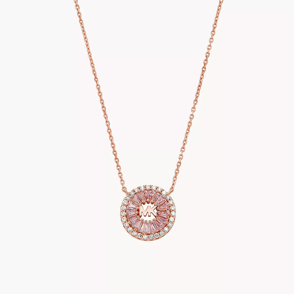 Michael Kors Women's Cubic Zirconia Necklace in Rose Gold-Plating over Sterling Silver