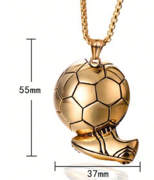 Collar con colgante de balón de fútbol - Acero inoxidable