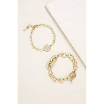 Ettika Women's Mixed Link Chain Bracelet in Metal (Set of 2)