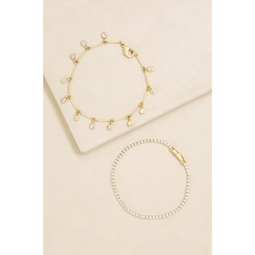 Ettika Women's Droplet Chain Bracelet in Metal (Set of 2)