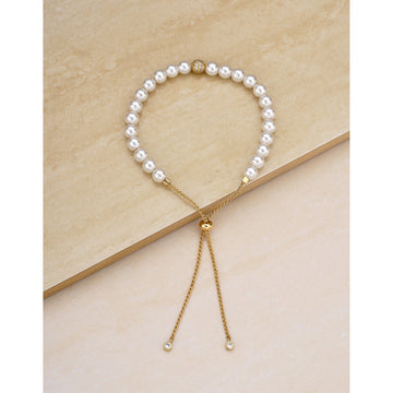 Ettika Women's Pearl Adjustable Bracelet in Brass