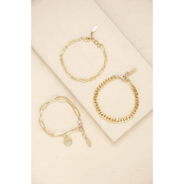 Ettika Women's The Power of Three Bracelets in Gold Plated over Brass