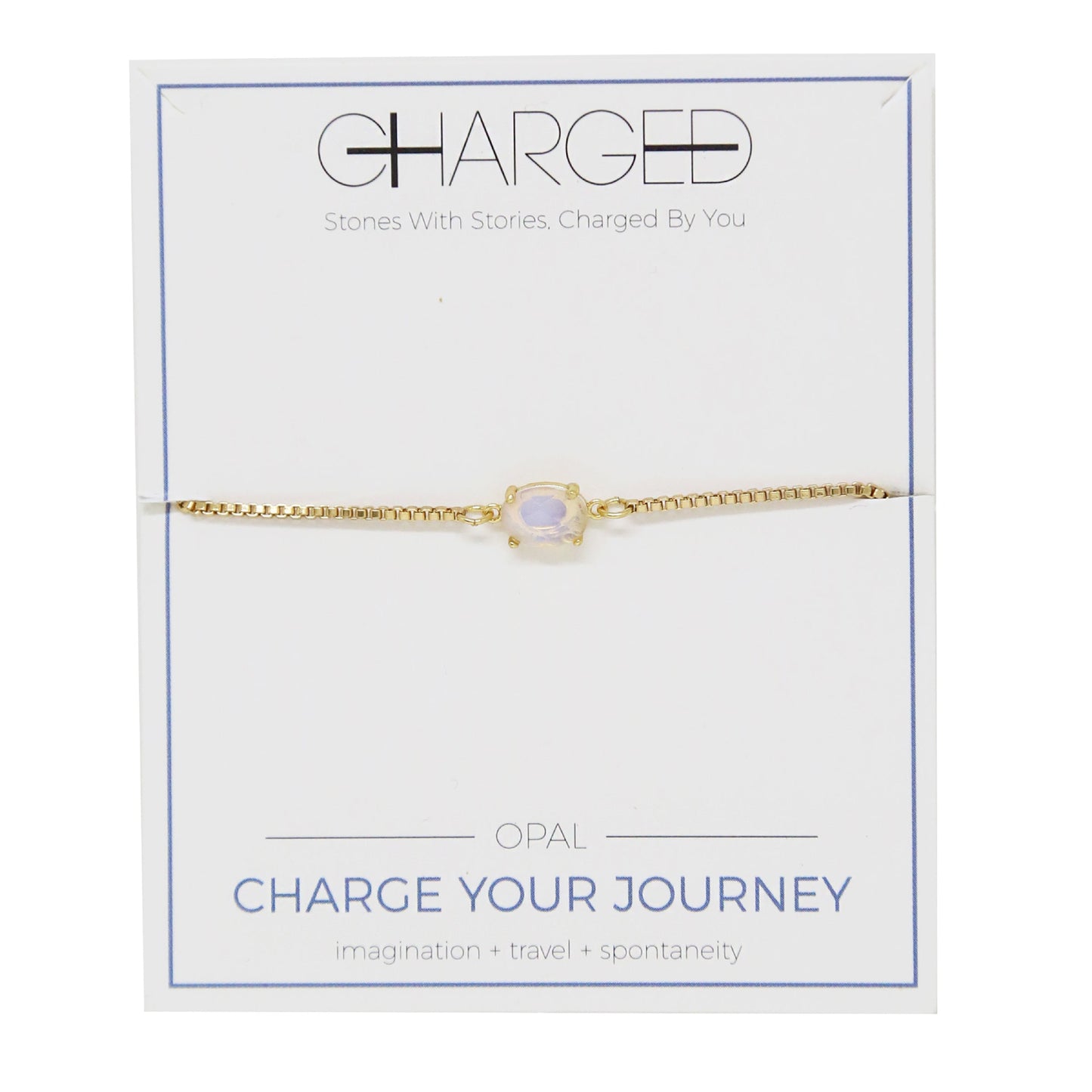 Charged Women's Opal & Gold Adjustable Chain Bracelet