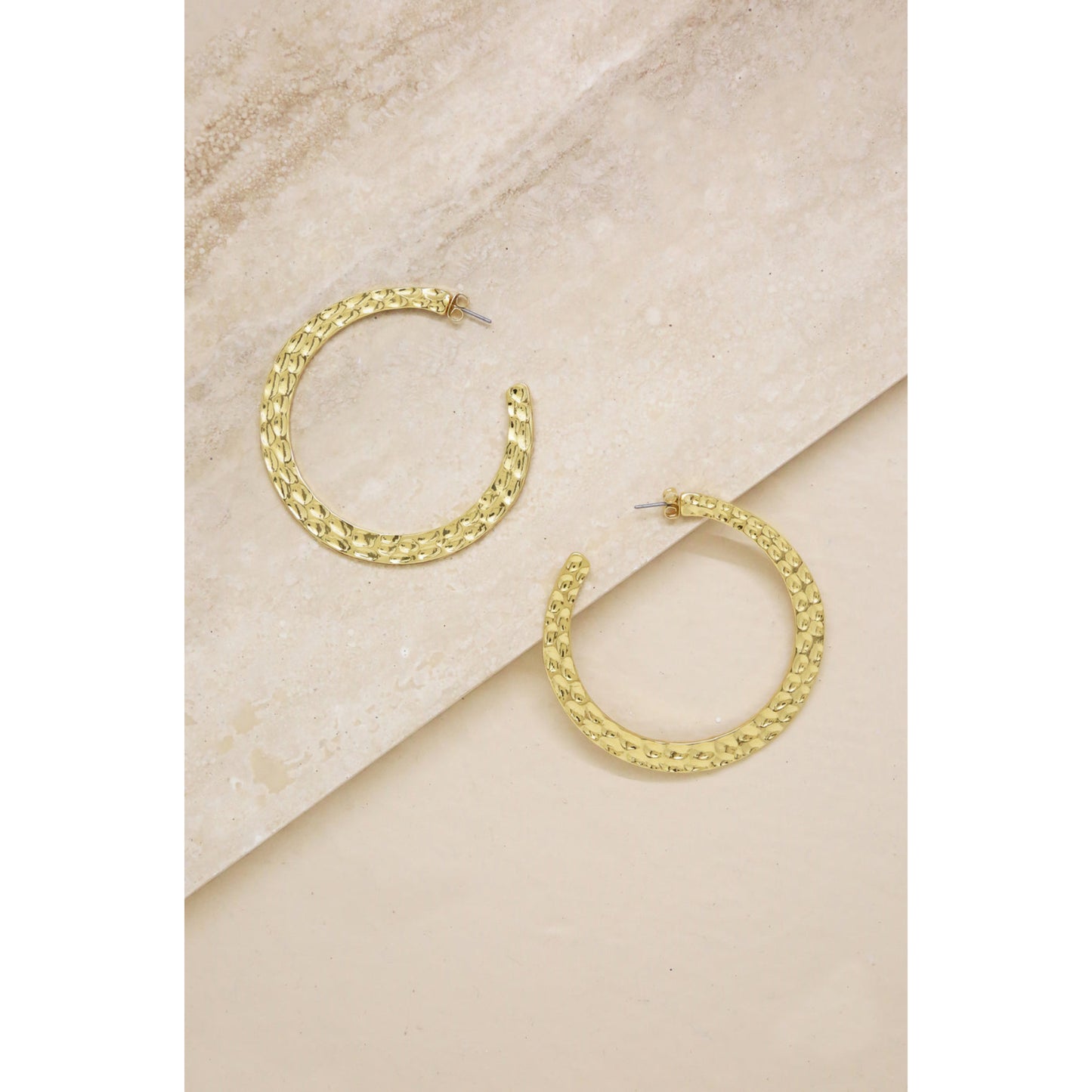 Ettika Women's Hammered 18k Gold Plated Hoop Earrings